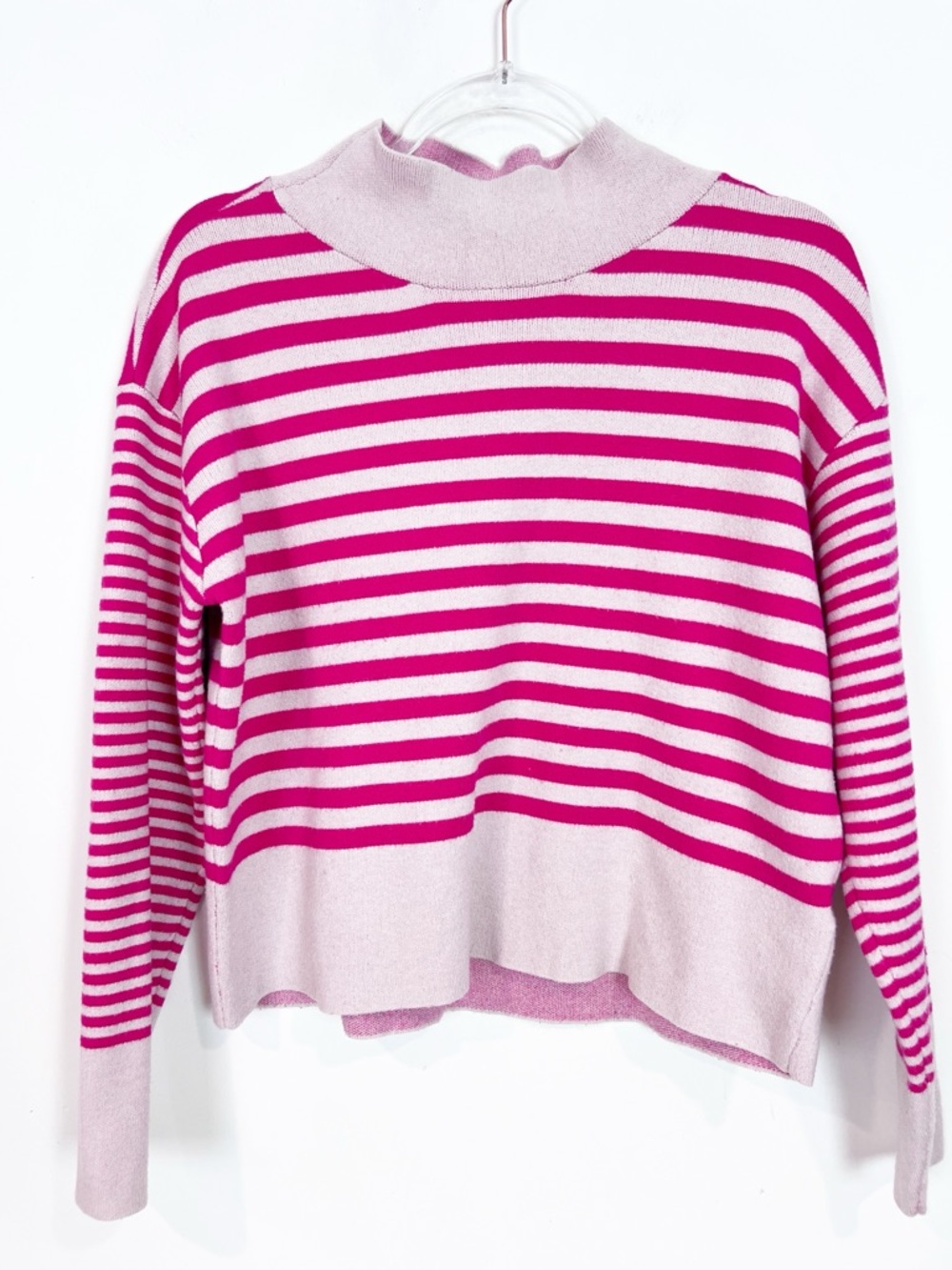 MAEVE ANTHROPOLOGIE PINK TAN STRIPE CARYS MOCK NECK PULLOVER SWEATER WOMENS XS - Picture 8 of 10